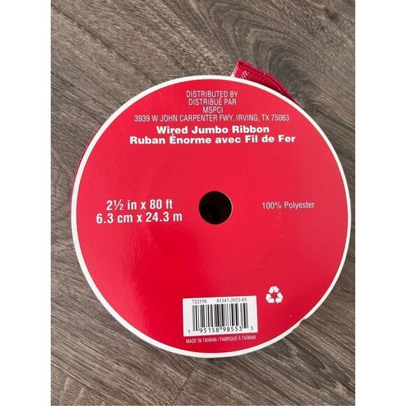 Christmas Wired Jumbo Ribbon 2 1/2 “ x 80 ft - Picture 3 of 3